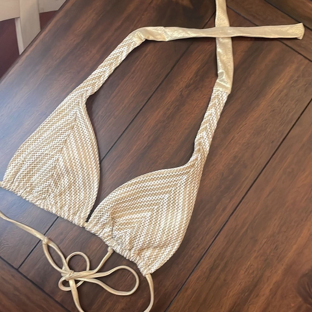 Luli Fama Gold triangle bikini top